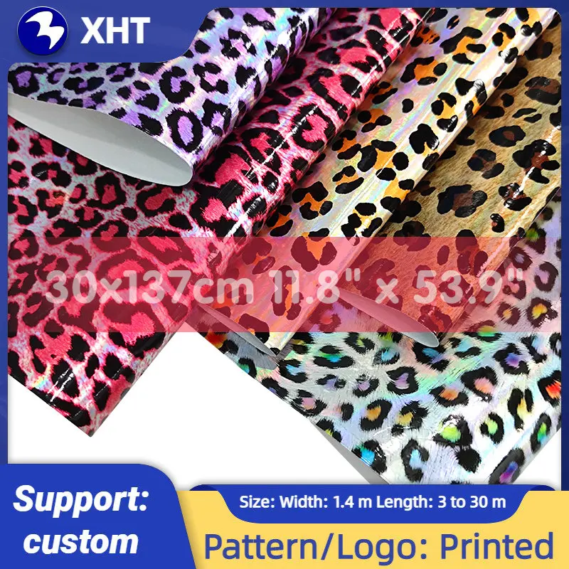 

30x135cm Roll Leopard printing Mirrored PU Leather Fabric For Garment Waterproof Synthetic Leather Fabric DIY Sewing Material