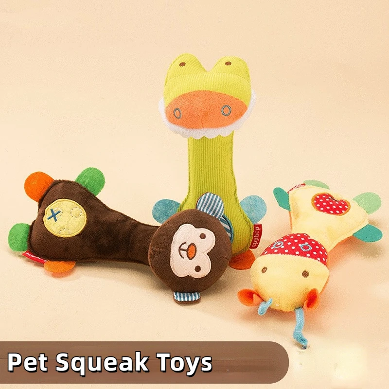 

Pet Toys Plush Squeaky Toy Bite-Resistant Clean Dog Chew Puppy Training Toy Soft Zoo Monkey Crocodile Giraffe Pet Supplies