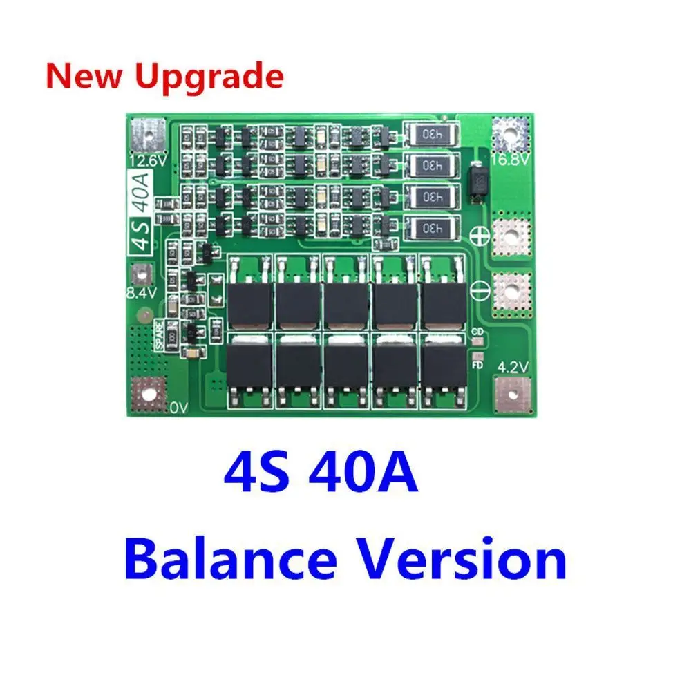 

Li-ion Lithium Battery Charger Protection Board BMS 3S 4S 40A 60A Enhance Balance 18650 For Drill Motor 11.1V 12.6V/14.8V 16.8V