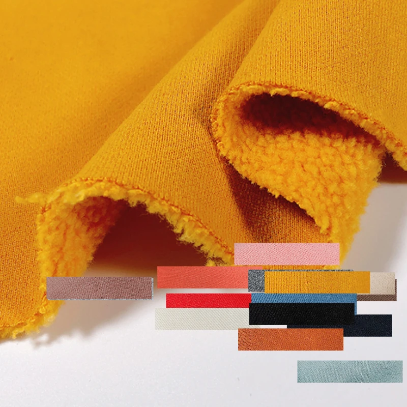 

All Cotton Knitting Plush Thickened Fabric Winter Solid Color Warm School Uniform Sportswear Pants Design Cloth Sewing Wholesale