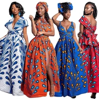 european and american popular feather print straps wear african dress ethnic style womens sexy slit long skirt