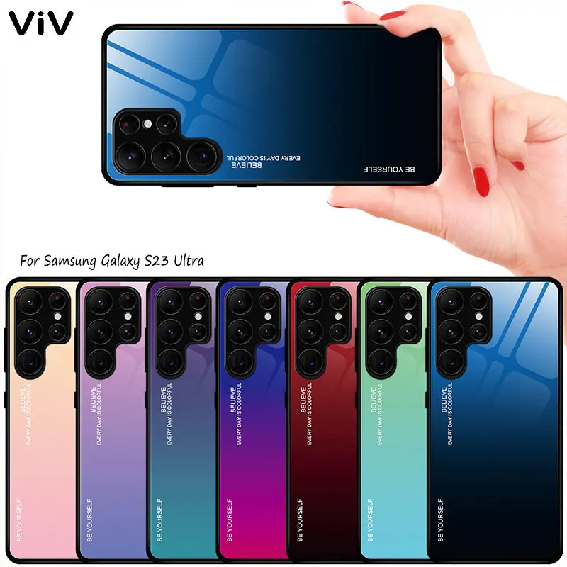 

Tempered Glass Gradient Phone Cover For Samsung Galaxy S23 S22 S21 S20 FE Note 10 Plus 20 Ultra A34 A54 A14 A12 A52S A53 5G Case