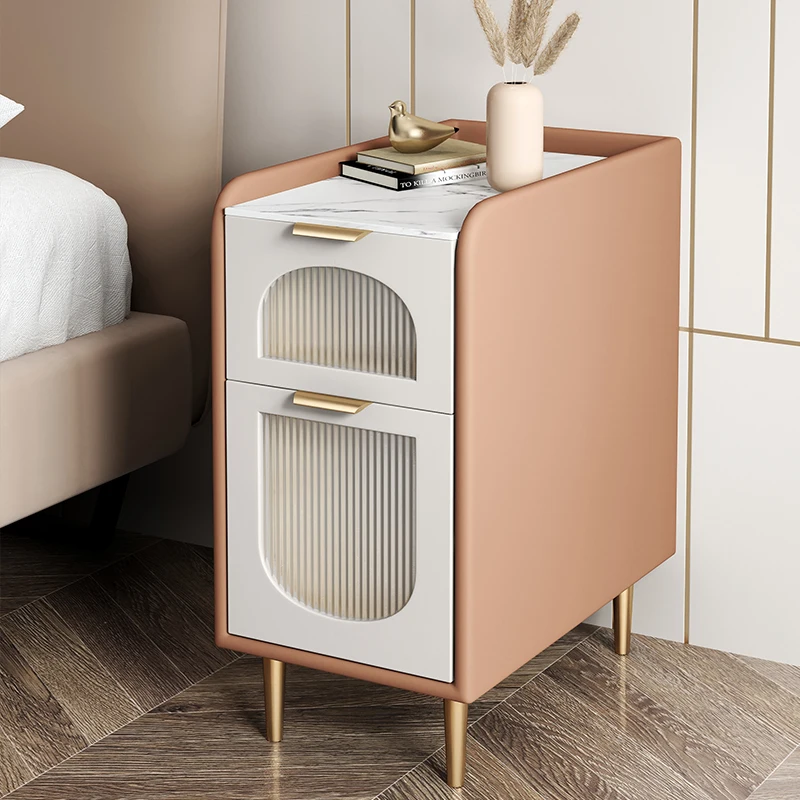 

Light Luxury Nightstands Glass Solid Wood Modern Cabinet Storage Nordic Bedside Table Bedroom Closets Mesitas De Noche Furniture