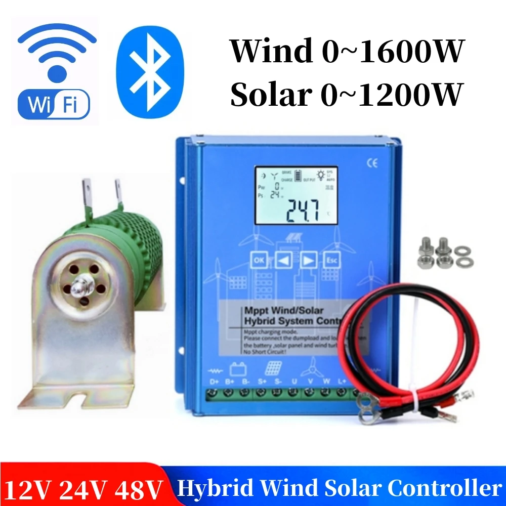 

2800W Boost MPPT Wind Solar Hybrid Charge Controller 12V 24V 48V Free Dump Load Support LiFePO4 Lithium Lead Acid Gel Battery