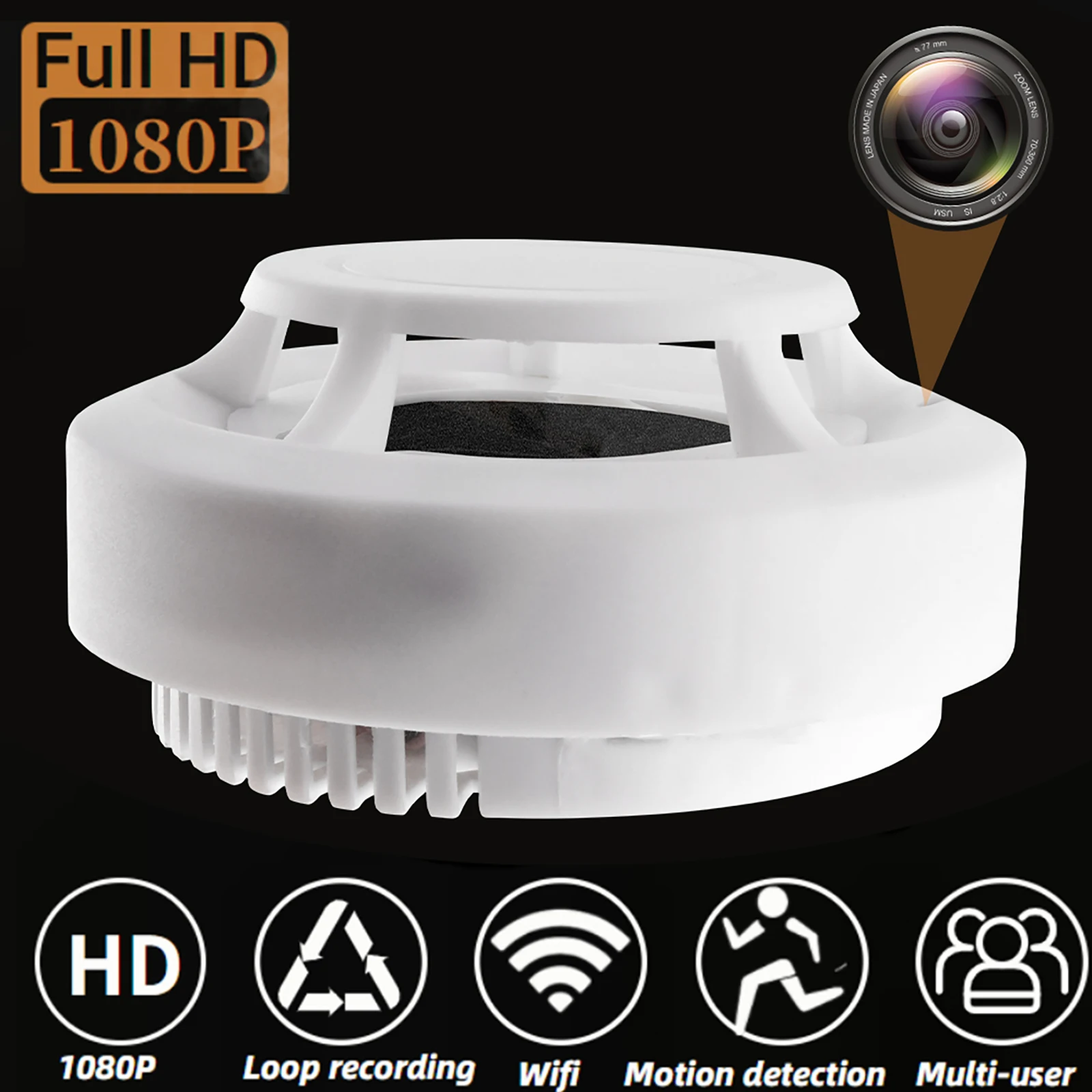 1080P Wifi Mini Camera Smoke Detector Night Vision Motion Detect Video Recorder Wireless Monitor Security Surveillance Camcorder