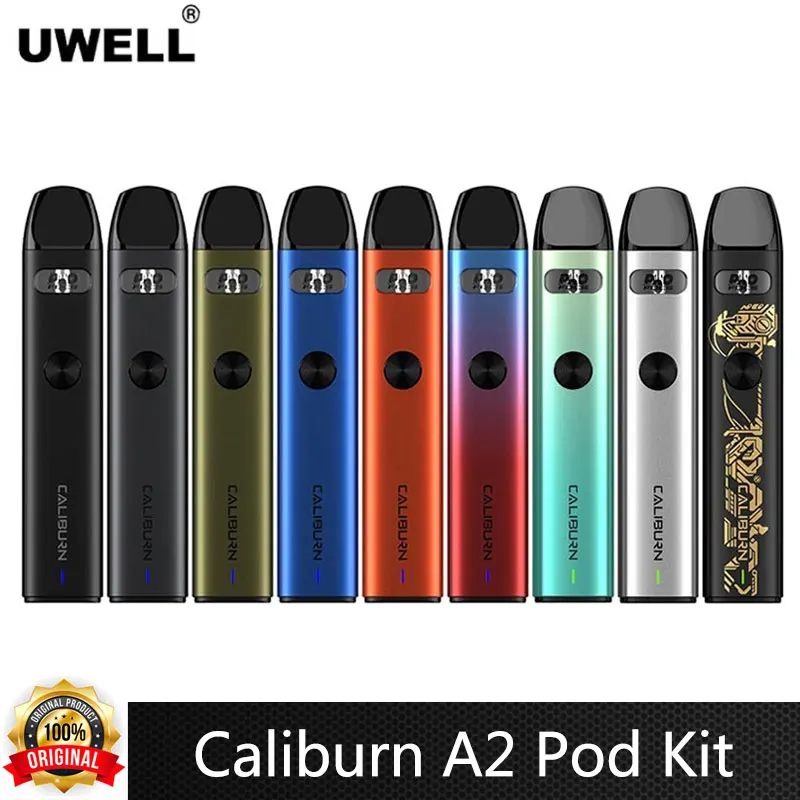

Original Uwell Caliburn A2 Pod Kit 520mAh Battery 2ml Cartridge 0.9ohm UN2 Meshed-H Pod Top Fill 15W Electronic Cigarette Kit