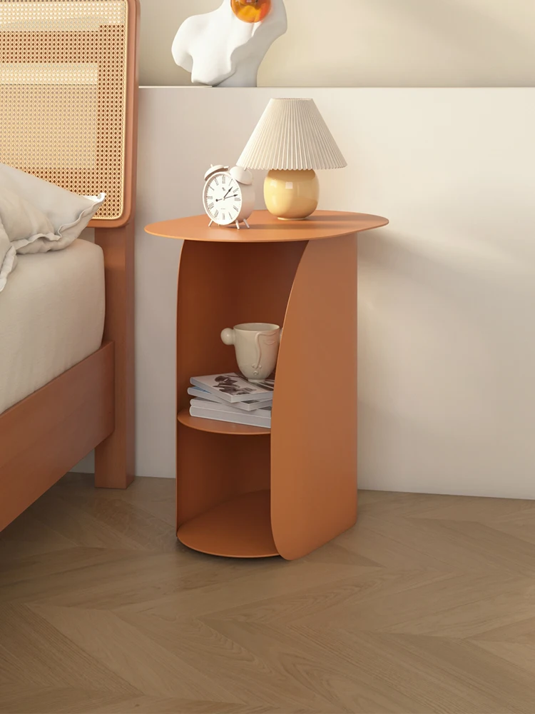 

Metal Bedside Table Living Room Sofa Side Table Modern Minimalist Bedroom Bedside Tables with 2 Tier Storage Shelf Small Locker