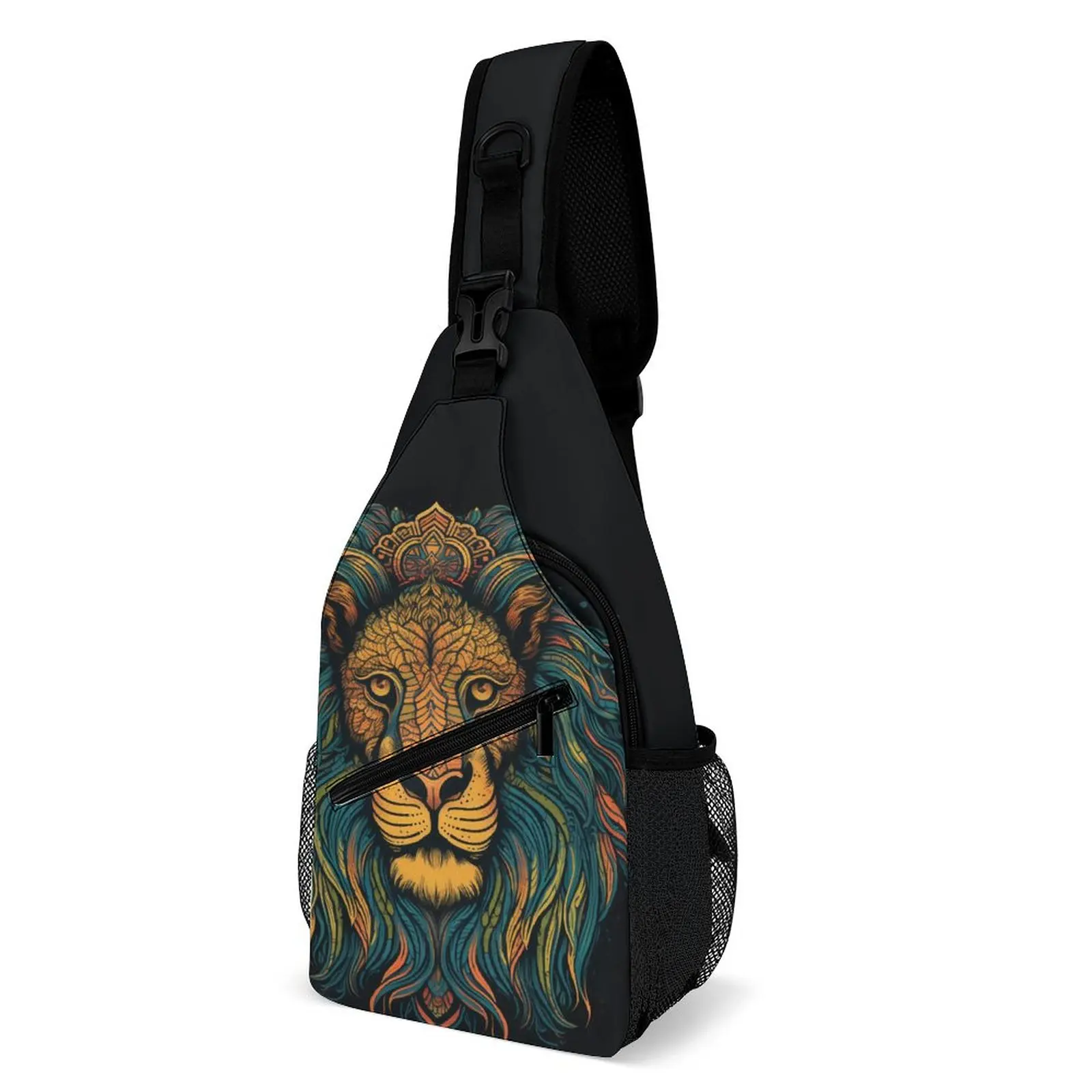 

Lion Shoulder Bags Hand Drawn Vibrant Fun Chest Bag Men Sports Running Sling Bag Business Custom Small Bags