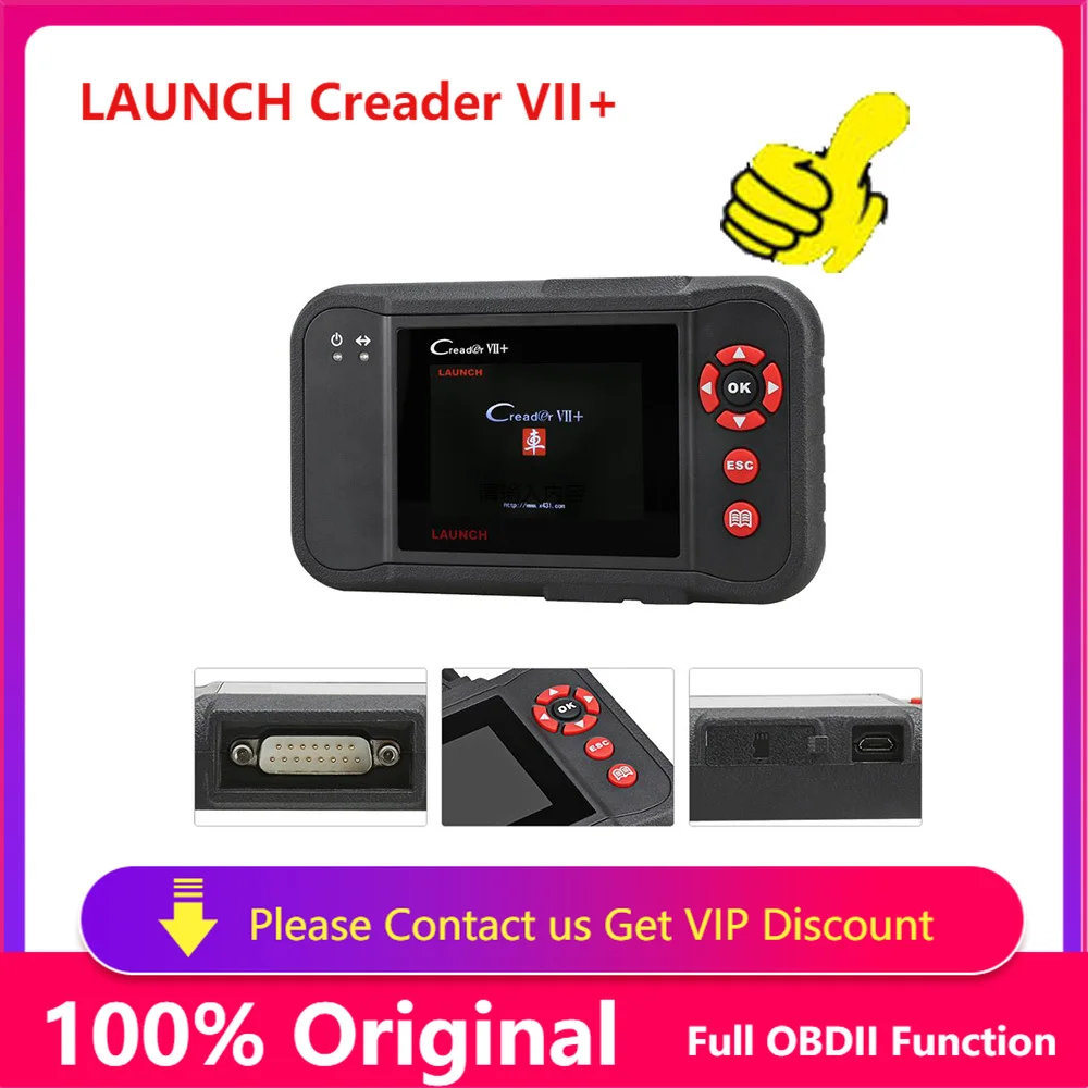 

Launch X431 Creader VII+ Plus OBD2 Scanner Auto Code Reader Engine ABS SRS Transmission Diagnostic Scan Tool Automative Scanner