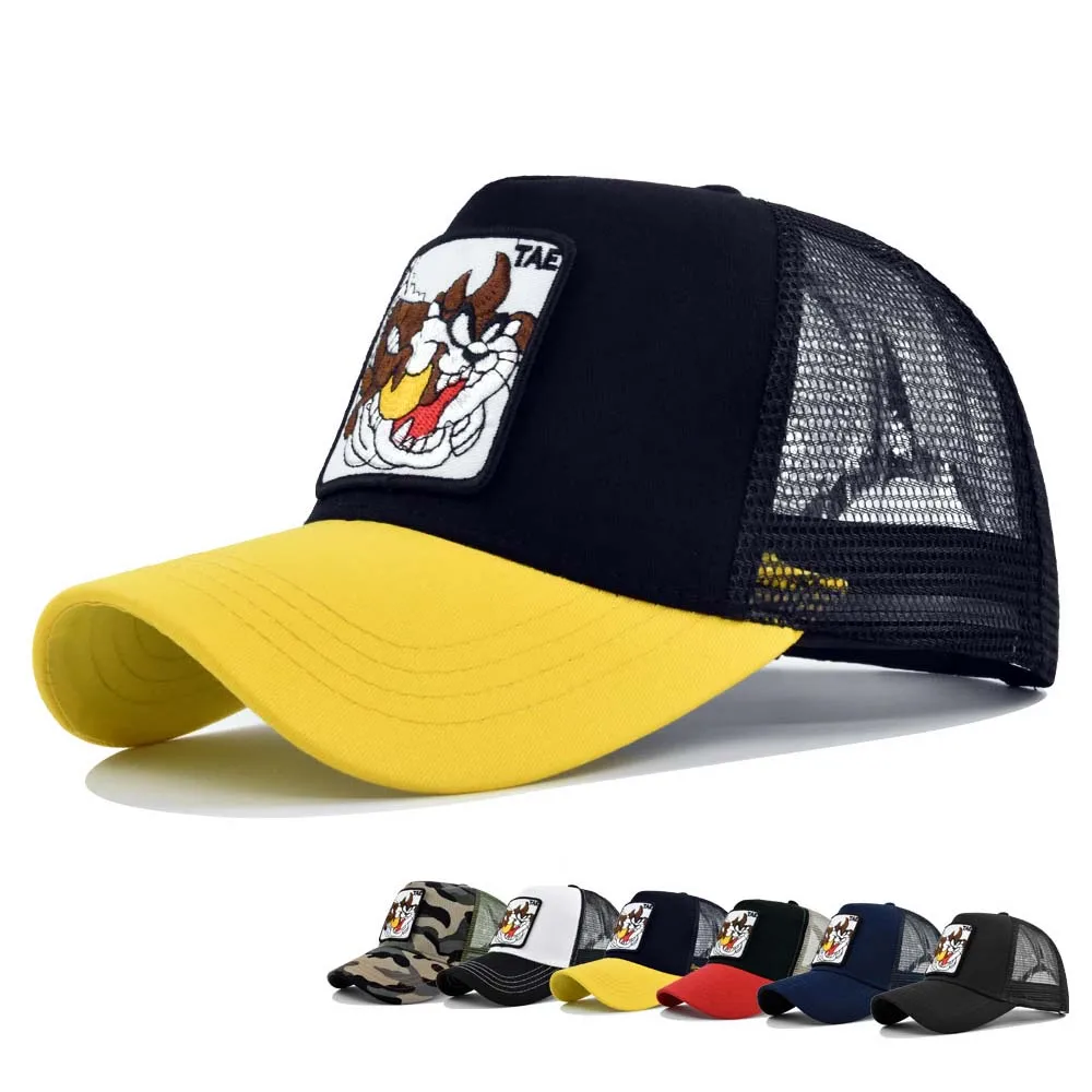 

Men Women Baseball Caps Snapback Hip Hop Hats With Animals Patch Streetwear Lovers Trucker Caps Breathable Mesh Sun Visor Bones
