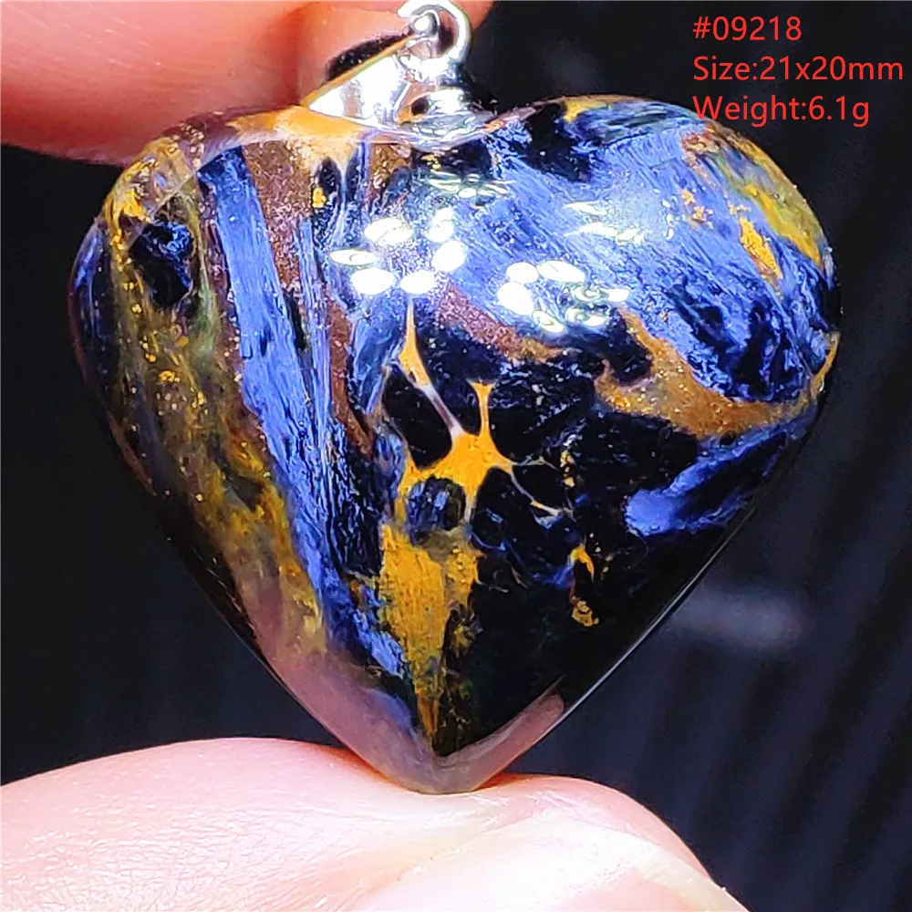 

Natural Blue Pietersite Chatoyant Pendant Jewelry Heart Yellow Peterxite Stone Cat Eye Gemstone Women Men Namibia AAAAAA