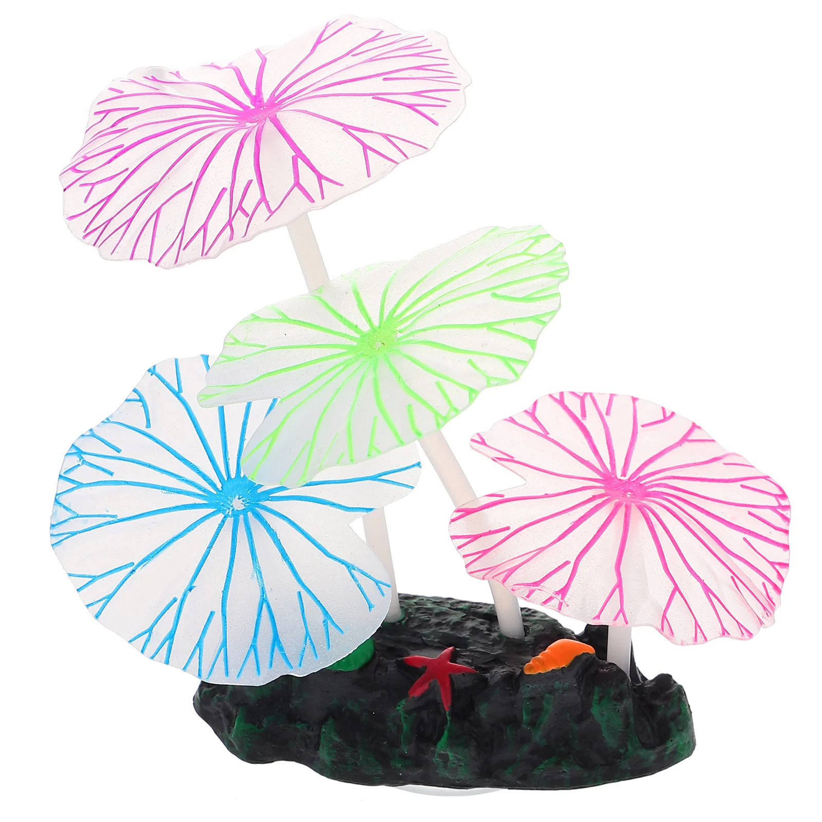 

Aquariumtank Decor Lotusleaf Artificial Ornament Fakesilicone Glowing Decorations Coral The Darkglow Decoration Landscape Leaves