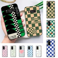 checkerboard pattern phone case for redmi 8 9 9a for samsung j5 j6 note9 for huawei nova3e mate20lite cover