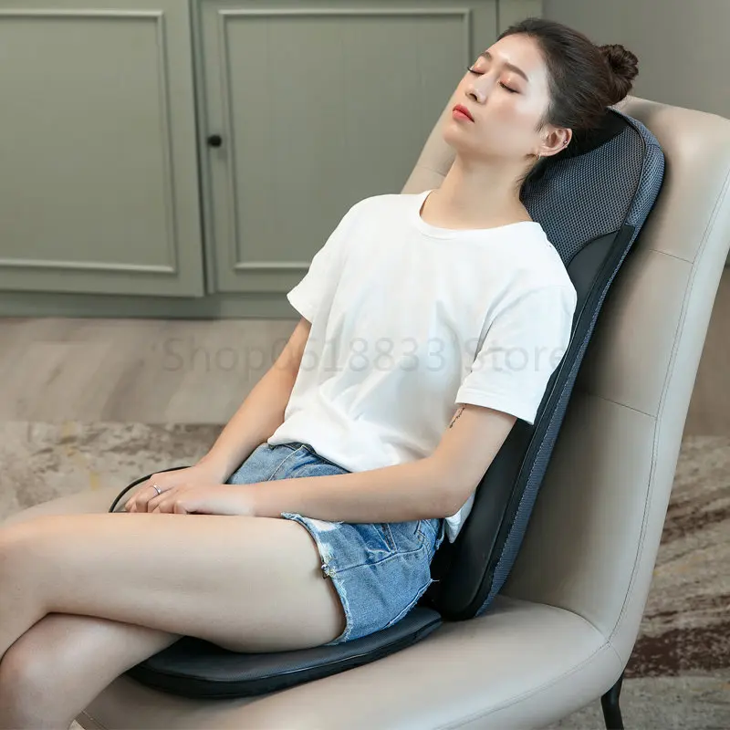 

Умный Массажный коврик, Электрический массажер для спины, массажная подушка с вибрацией, подушка для кресла с подогревом и холодным воздухо...