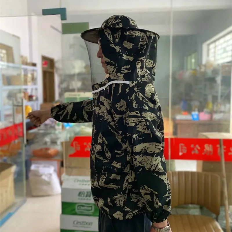 Бдительный костюм с курткой для пчеловодства Beekeeping Protective Jacket Smock Suit Bee Keeping Sleeve Beekeeper Breathable Clothes Clothing Veil Dress With Hat Equip on.