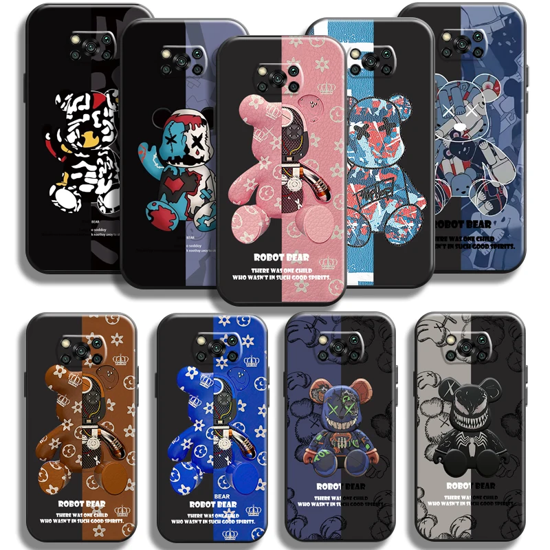 

Luxury Fashion Bear Phone Case For Xiaomi Poco X3 Pro X3 NFC POCO X3 GT Black Coque Carcasa Soft Back Silicone Cover