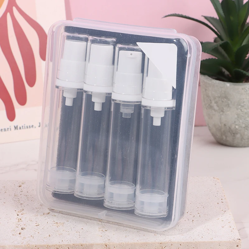 

3/4Pcs 5ml 10ml Portable Travel Sub-Bottling Set Plastic Transparent Vacuum Spray Lotion Cosmetic Empty Refillable Bottles Set
