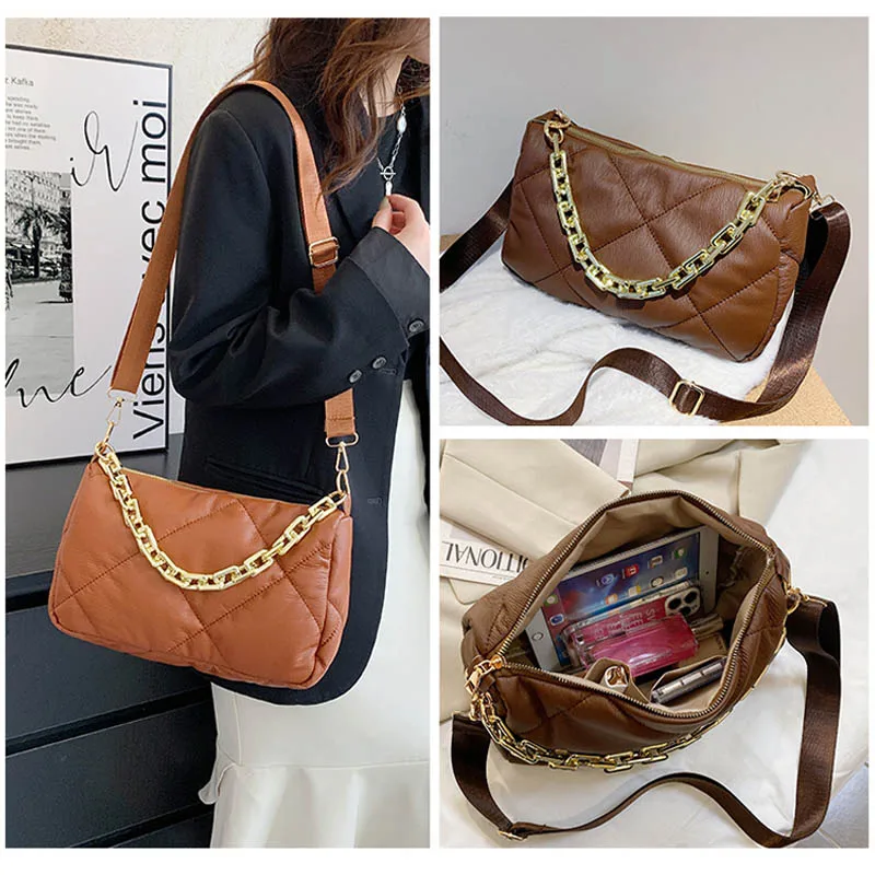 

Модная женская сумочка в стиле ретро на цепочке, дизайнерские сумки на плечо, коричневая дорожная сумка через плечо, женский клатч, 2022