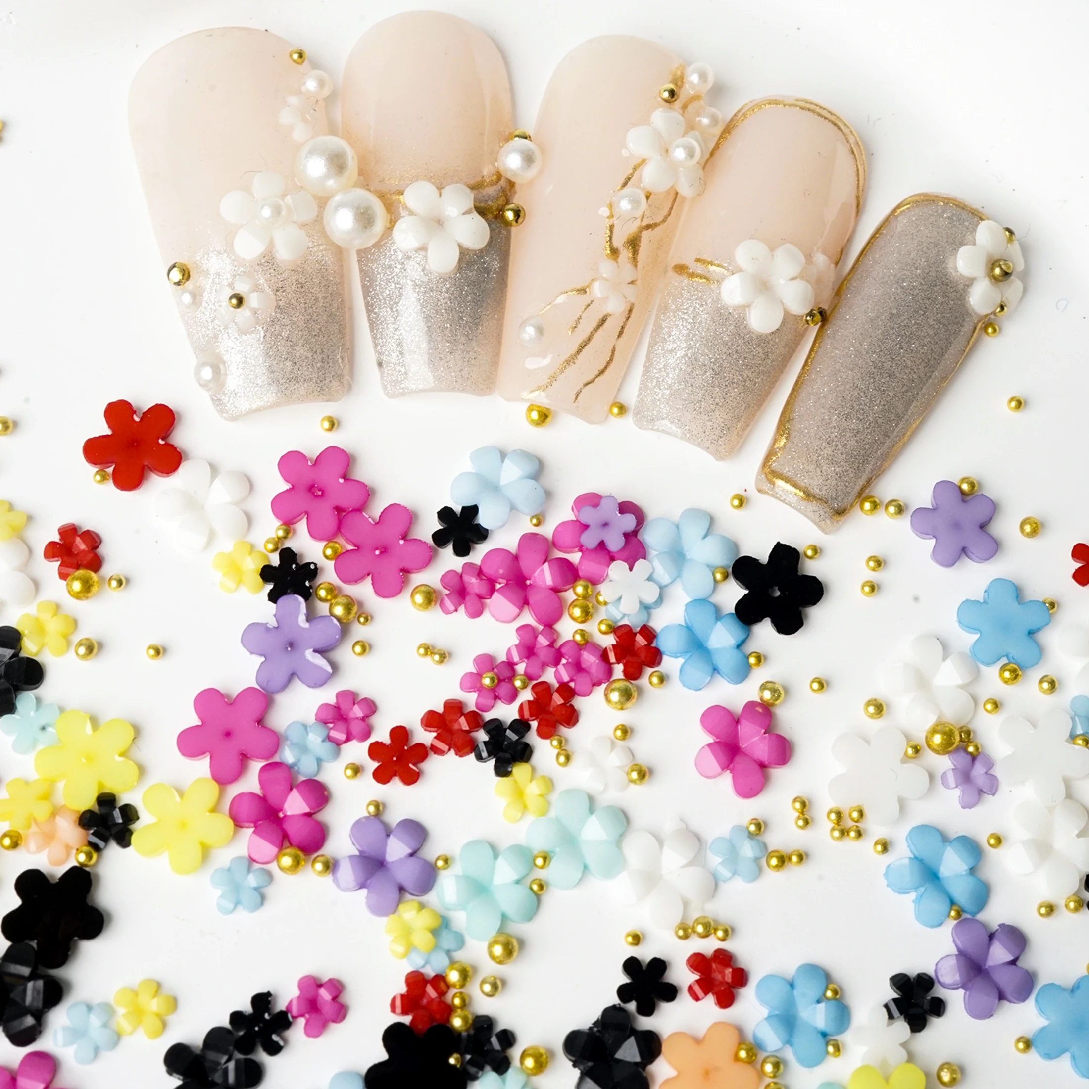 50 шт. подвески для ногтей с резьбой и лепестками цветочные украшения золотые