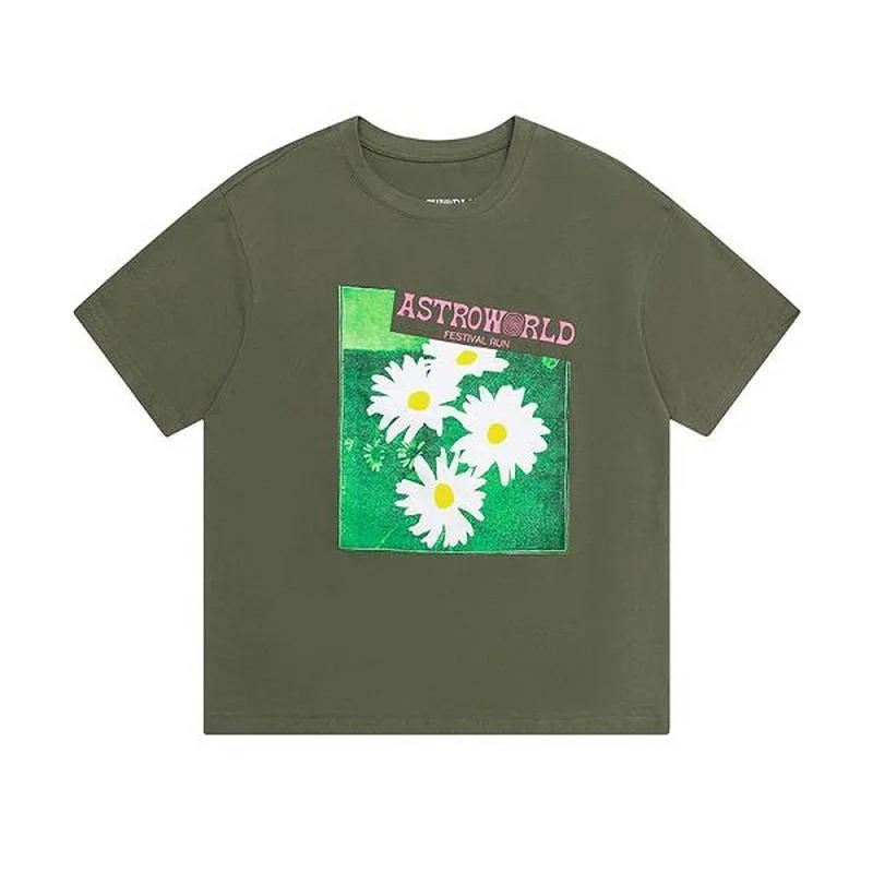 

Футболка Astroworld 22SS Мужская/женская с маленьким цветочным принтом, топ из 100% хлопка с принтом Тревиса Скотта, Модный летний скейтборд, европей...