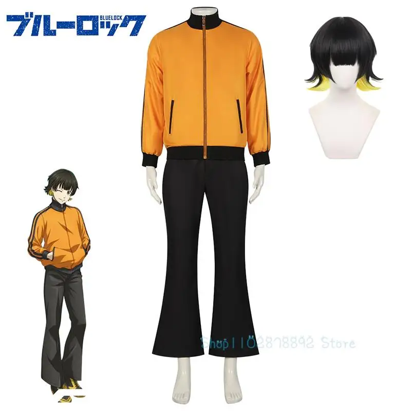 

Anime Cosplay Blue Lock Bachira Meguru Cosplay Costume Bachira Daily Suit Wig Uniform Halloween Party Mens Unisex Outfit Set