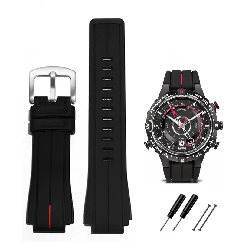 Фото Ремешок из силиконовой резины для часов timex, ремешок для часов T2N720 T2N721 TW2T76300, браслет-браслет, водонепроницаемый ремешок, выпуклый интерфейс 16 мм №1