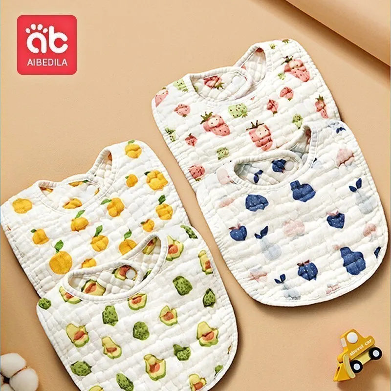 

AIBEDILA Waterproof Baby Bibs Mother Kids Muslin Burp Cloths for Baby Stuff Pure Cotton U-shaped Bib Saliva Gauze Bib AB160000