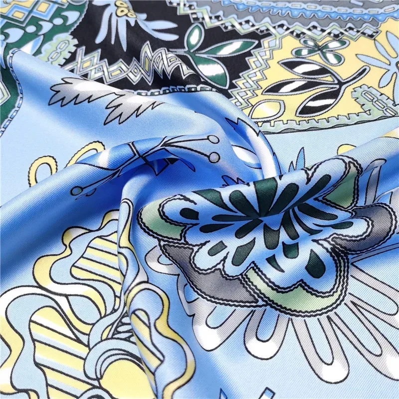 Фирменный шелковый шарф 90*90 см саржевые шарфы с дизайнерскими краями Seda Natural 100 ℅