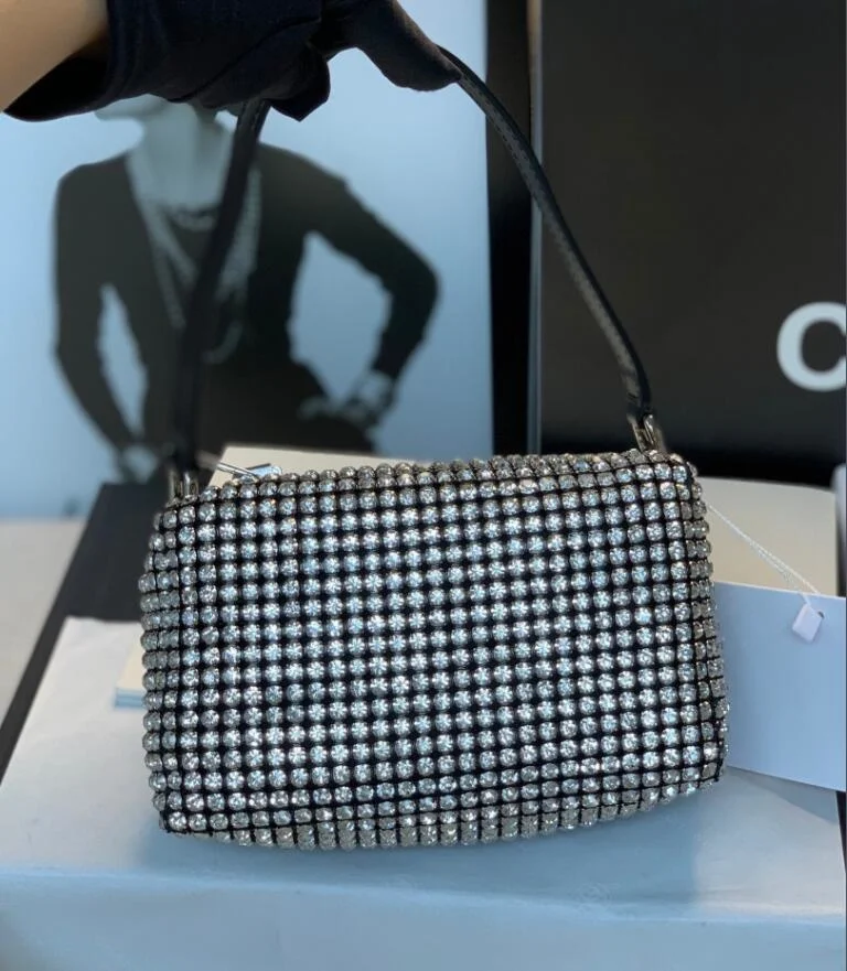 102157 Luxury 102048 Brand Designer Women Bags Rhinestone Biling Flashing Diamond Full Mini Party Underarm Bag Handbag A2