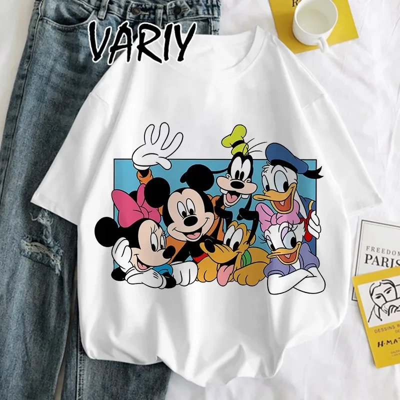 Белые топы Дональд Дак Дейзи Футболка с мультяшным принтом Женская футболка Harajuku