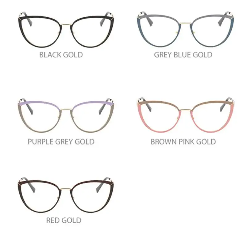 

Metal Anti Blue Light Eyewear Reto Optical Spectacle Automatic Color-changing Cat Eye Blocking Glasses Eyeglass Plain Glasses