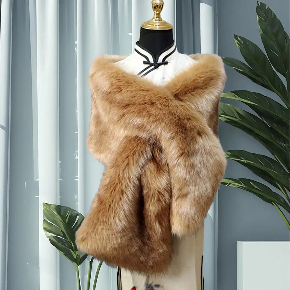 Утолщенная шаль из искусственного меха теплый меховой шарф уютный палантин