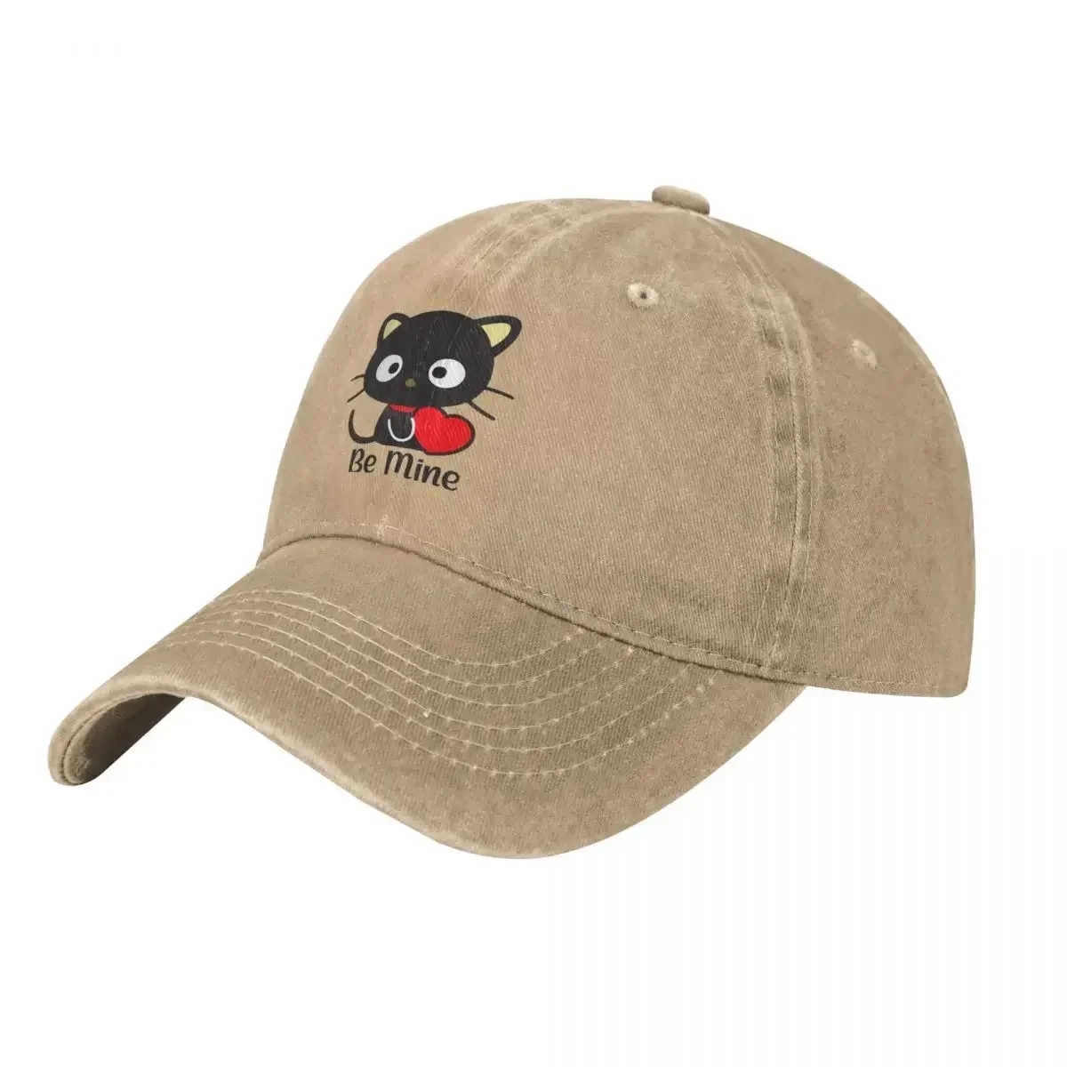 Фото Новая джинсовая бейсболка Chococat Sweet Valentine: Choco Cat, будешь ли ты моей? Кепка для кемпинга в стиле хип-хоп, весенняя унисекс-кепка с застежкой-снэпбэк. №1