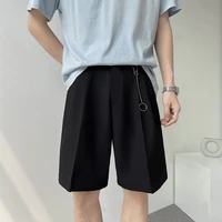 summer black suit pants men slim fashion society mens dress shorts korean casual loose straight shorts mens formal shorts s 2xl