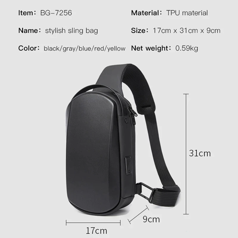 BANGE Мужская нагрудная сумка Сумки-мессенджеры USB-зарядка Противоугонные сумки через плечо для мужчин Мужские сумки на ремне дневной пакет mochilas (art.: 3920cbd1702ba) - 3920cbd1702ba