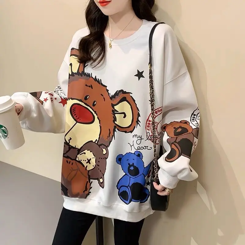 

Woman Clothing Green Round Neck Women's Sweatshirt Manga Pullovers Anime Top Basic on Promotion Y 2k Vintage Goth Designer Warm