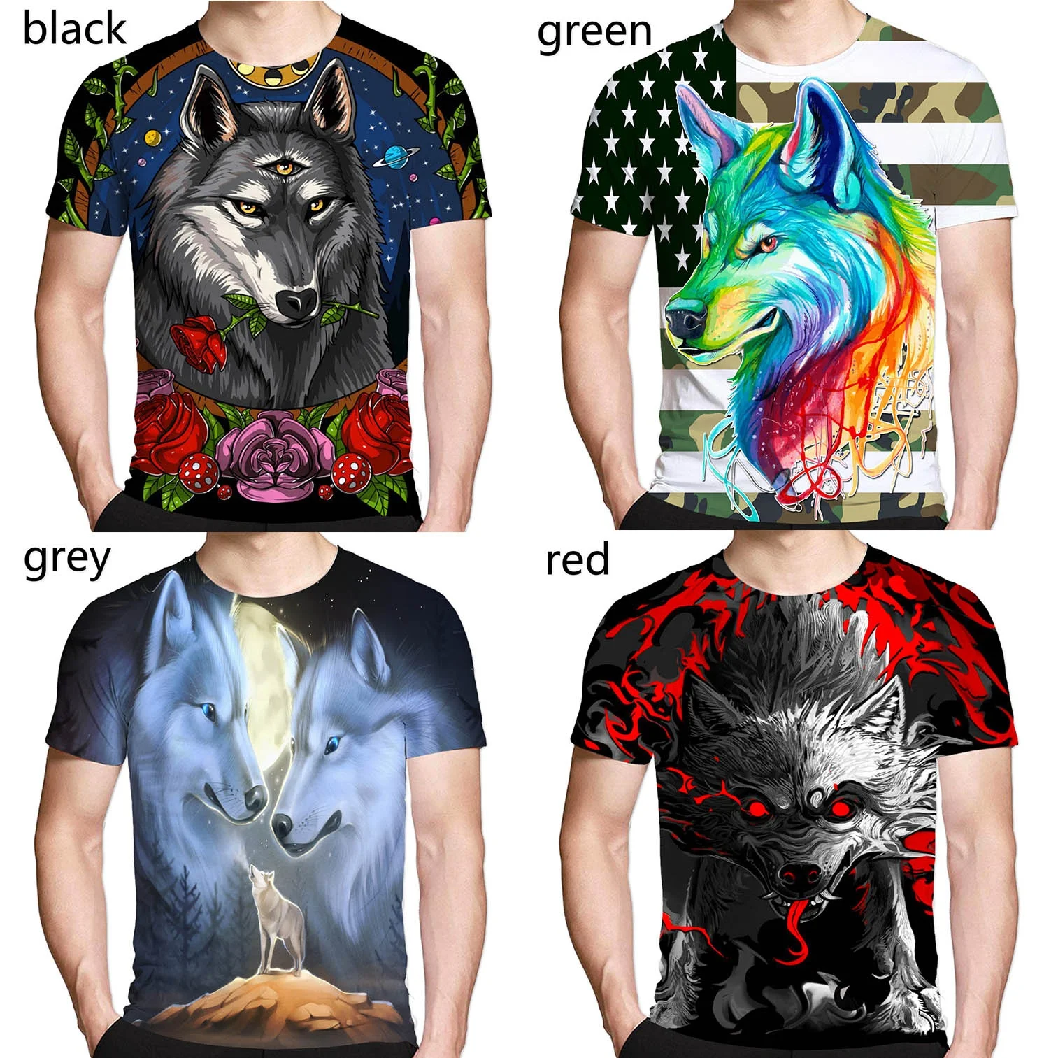 

Summer New Fashion Wolf 3D Printed T-Shirt Men's Cool Casual Short Sleeve Top