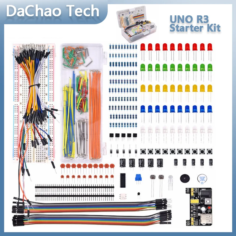 

DIY Project Starter Kit For Arduino R3 UNO R3 Kit Electronic DIY Kit Electronic Component Set With Box 830 Tie-points Breadboard