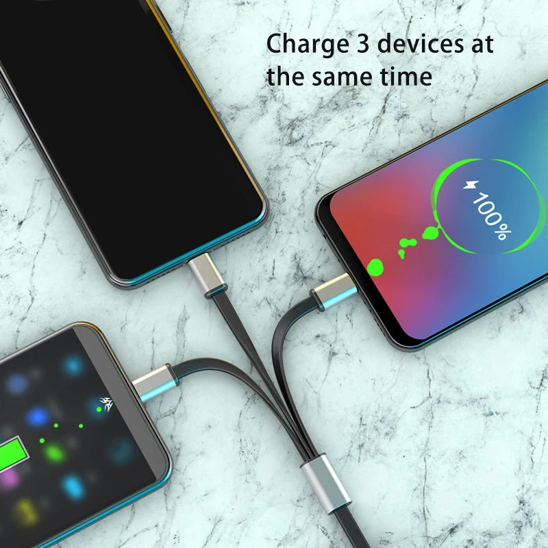 Короткий зарядный Usb-кабель все в одном для Huawei Samsung Oppo Vivo Xiaomi скрытый портативный