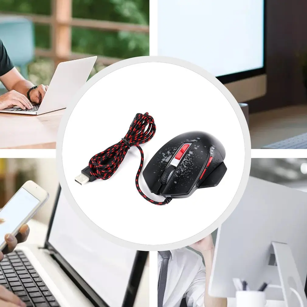 USB-мышь компьютерная LESHP 3200 DPI 6 кнопок 7 цветов | Дом и сад