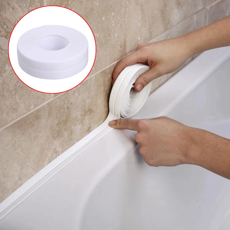 

3.2m/2.2cm Bathroom Kitchen Shower Waterproof Mould Proof Tape Sink Bath Sealing Strip Tape Self adhesive Waterproof Plaster PVC