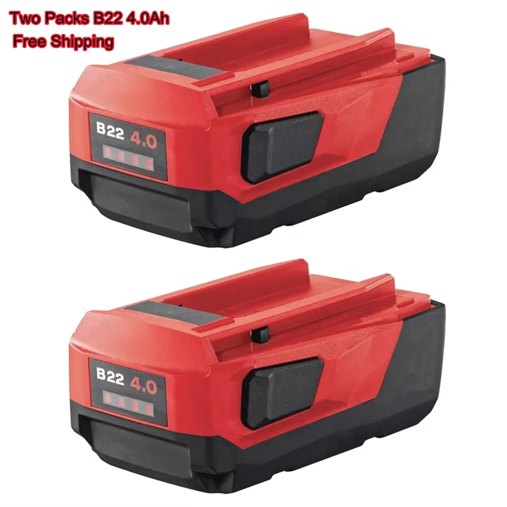

2 Pieces New B22 22V 4.0Ah High Power Lithium-Ion Battery for Hilti 18V 21.6V 22V Cordless Power Tools, Free Shipping