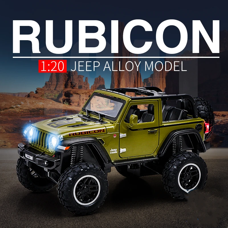 

1:20 Jeeps Wrangler Rubicon Alloy Car Model Diecast & Toy Metal Refit Off-road Vehicles Model High Simulation Childrens
