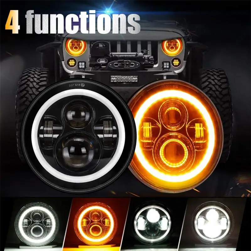 

Weatherproof Car Led Lamp 7" Inch 150w Durable Led Headlight Universal Car Accessories Car Led Headlight Angel Eyes