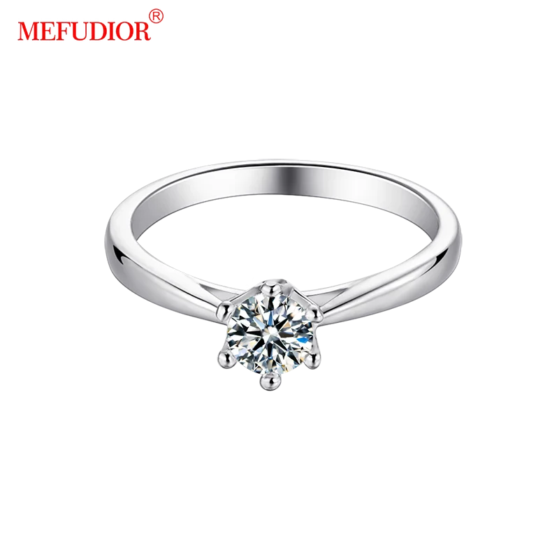 

MEFUDIOR Crown 0.5CT Moissanite Diamond Ring 925 Silver Platinum Plated Luxury Women Wedding Engagement Fine Jewelry M22B