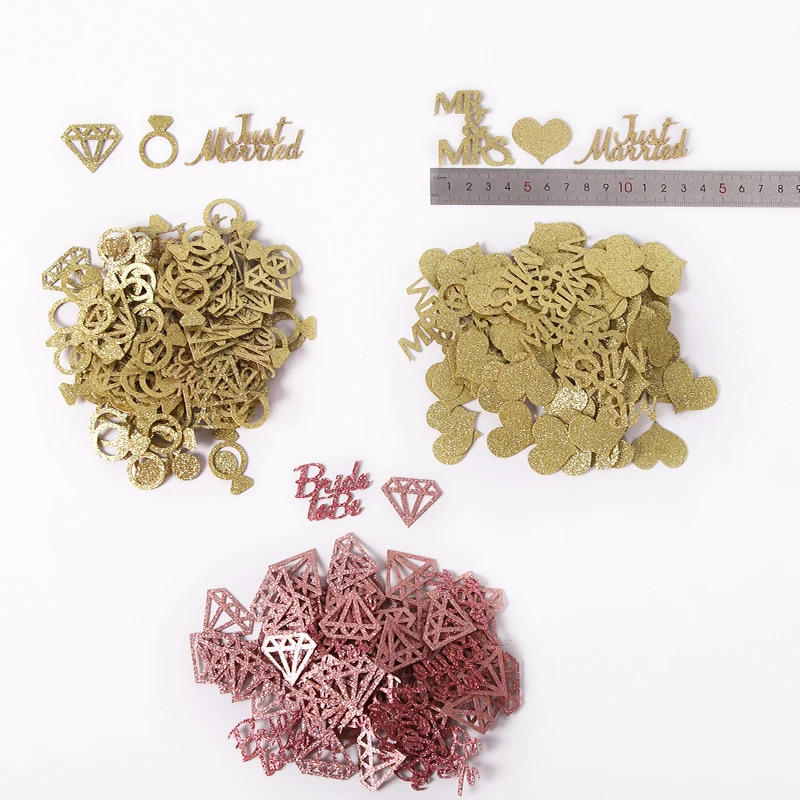 50pcs/lot Mr&ampMrs Confetti Wedding Decorations Just Married Glitter Rose Gold Decoration Mr and Mrs Bride To Be |