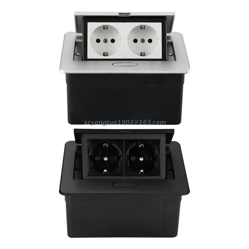 

EU Standard Electric Outlet Pop Up Desktop Socket with 2 Outlet Recessed Hidden Countertop Outlet Connectivity Box