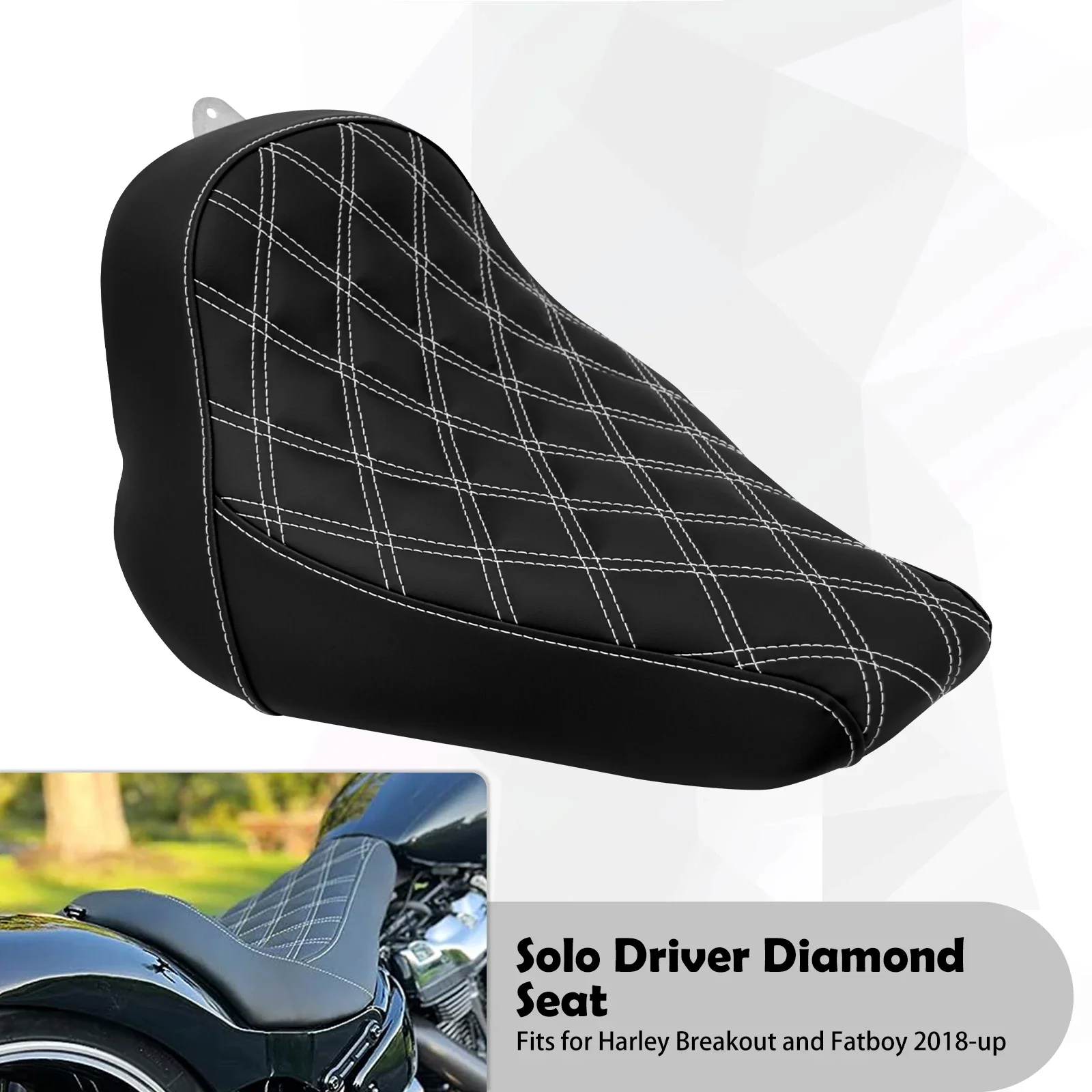 

Кожаное переднее сиденье водителя мотоцикла Solo Diamond, подушка для Harley Softail Breakout FXBRS FLSTF для Fatboy 2018-23 2024
