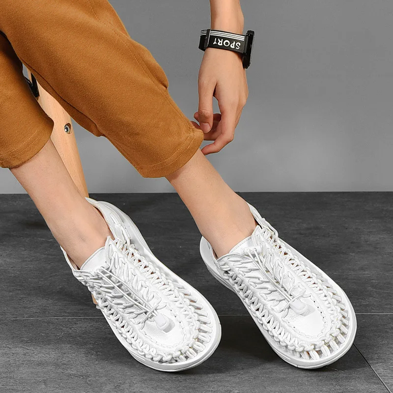 Сандалии мужские ручной работы дизайнерские дышащие лоферы Спортивная пляжная