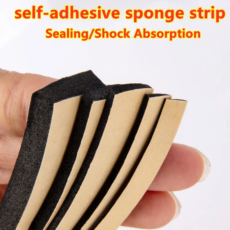 

Black EPDM Rubber Foam Sealing Strip Self Adhesive Sponge Anti-collision Seal Gasket for Cabinet Door Width 10-40mm Thick 1-5mm